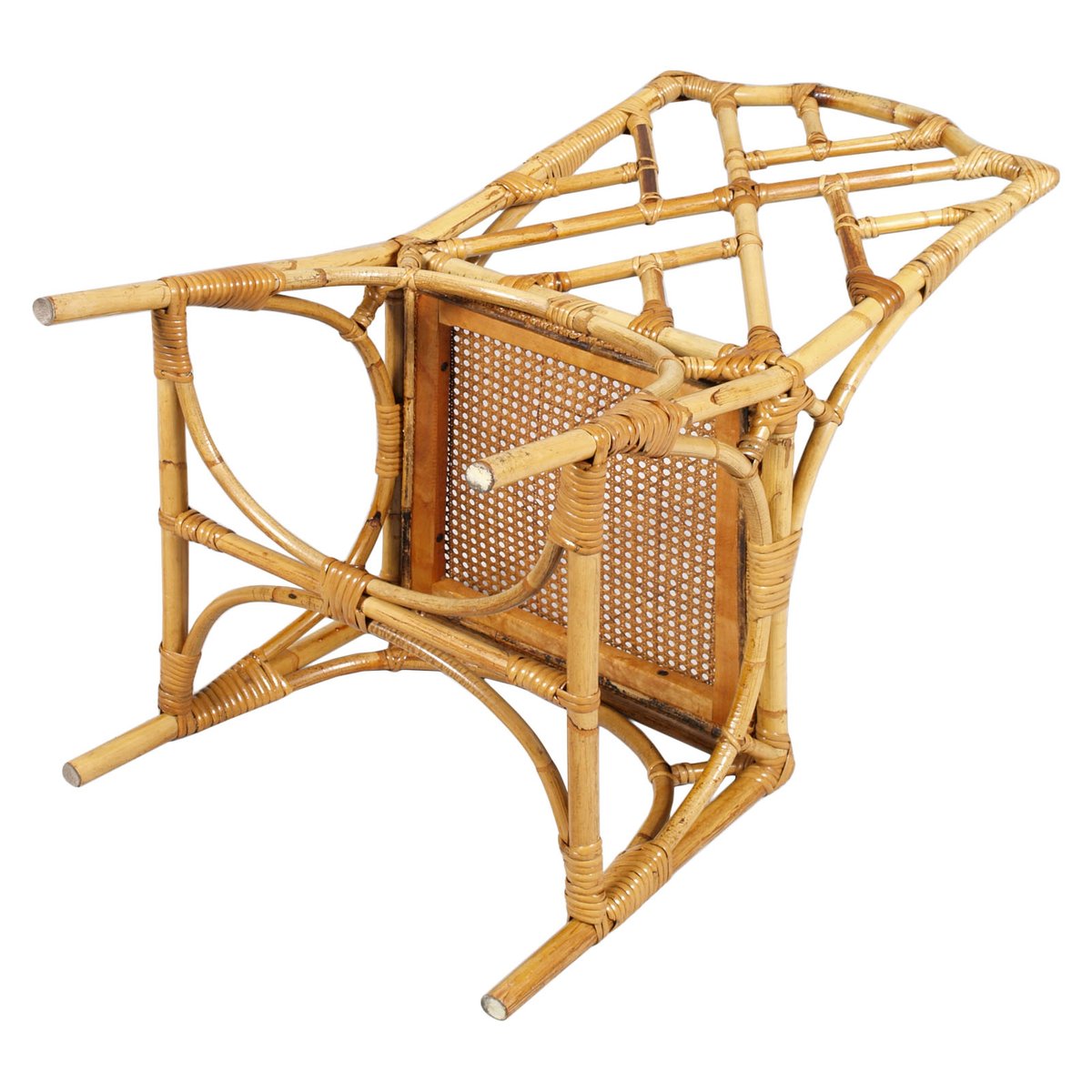 MidCentury Tisch aus Rattan & Bambus mit Stühlen bei Pamono kaufen