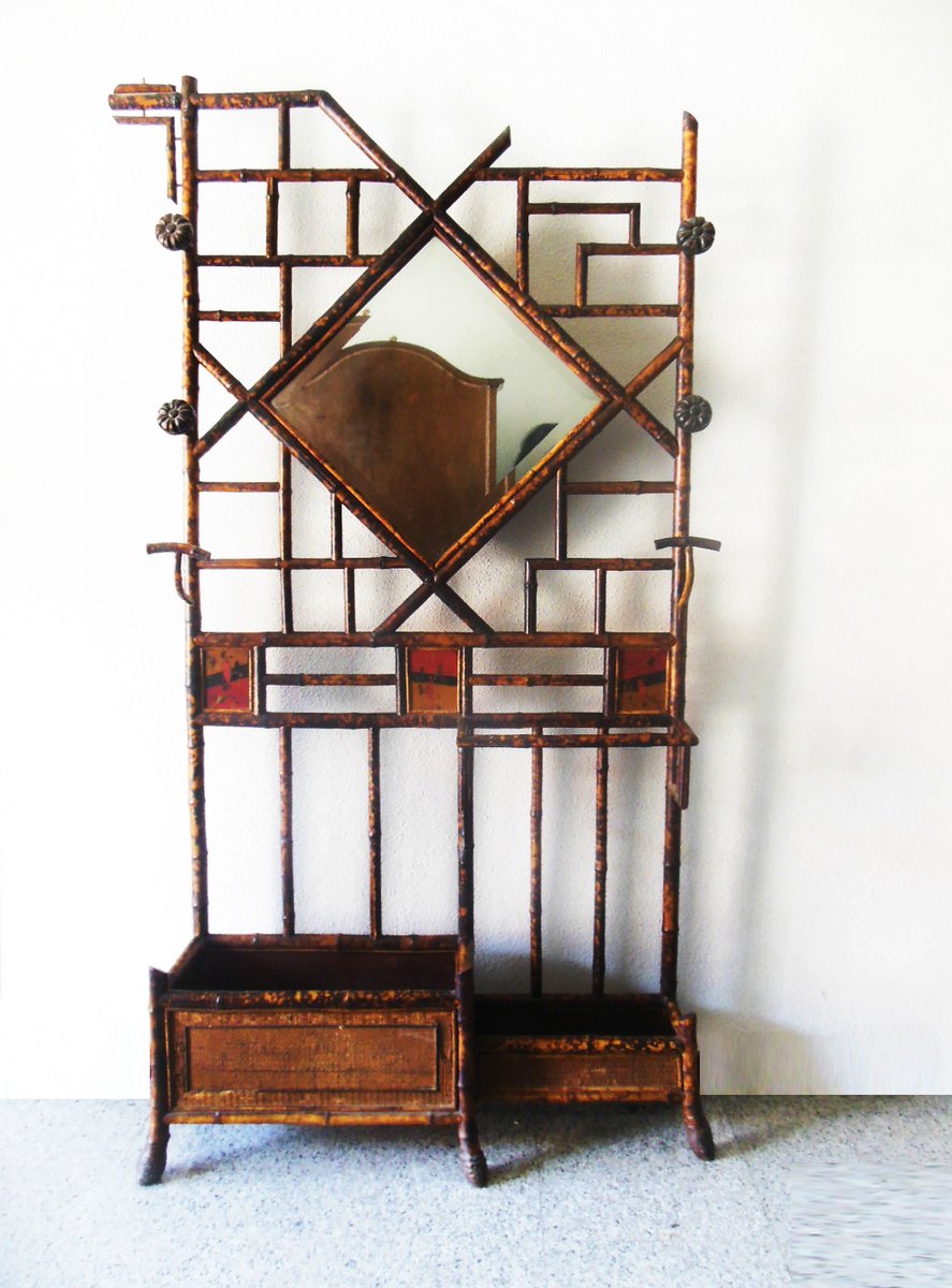 Mueble de recibidor Chippendale inglés de falso bambú, siglo XIX en