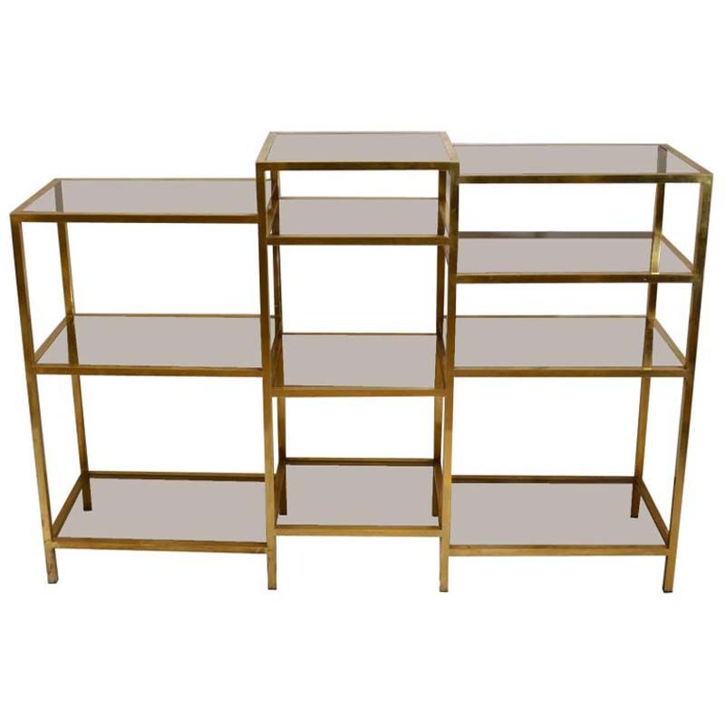 Multilevel Brass Glass Shelving Unit By Romeo Rega 1960s For Multilevel Brass Glass Shelving Unit By Romeo Rega 1960s