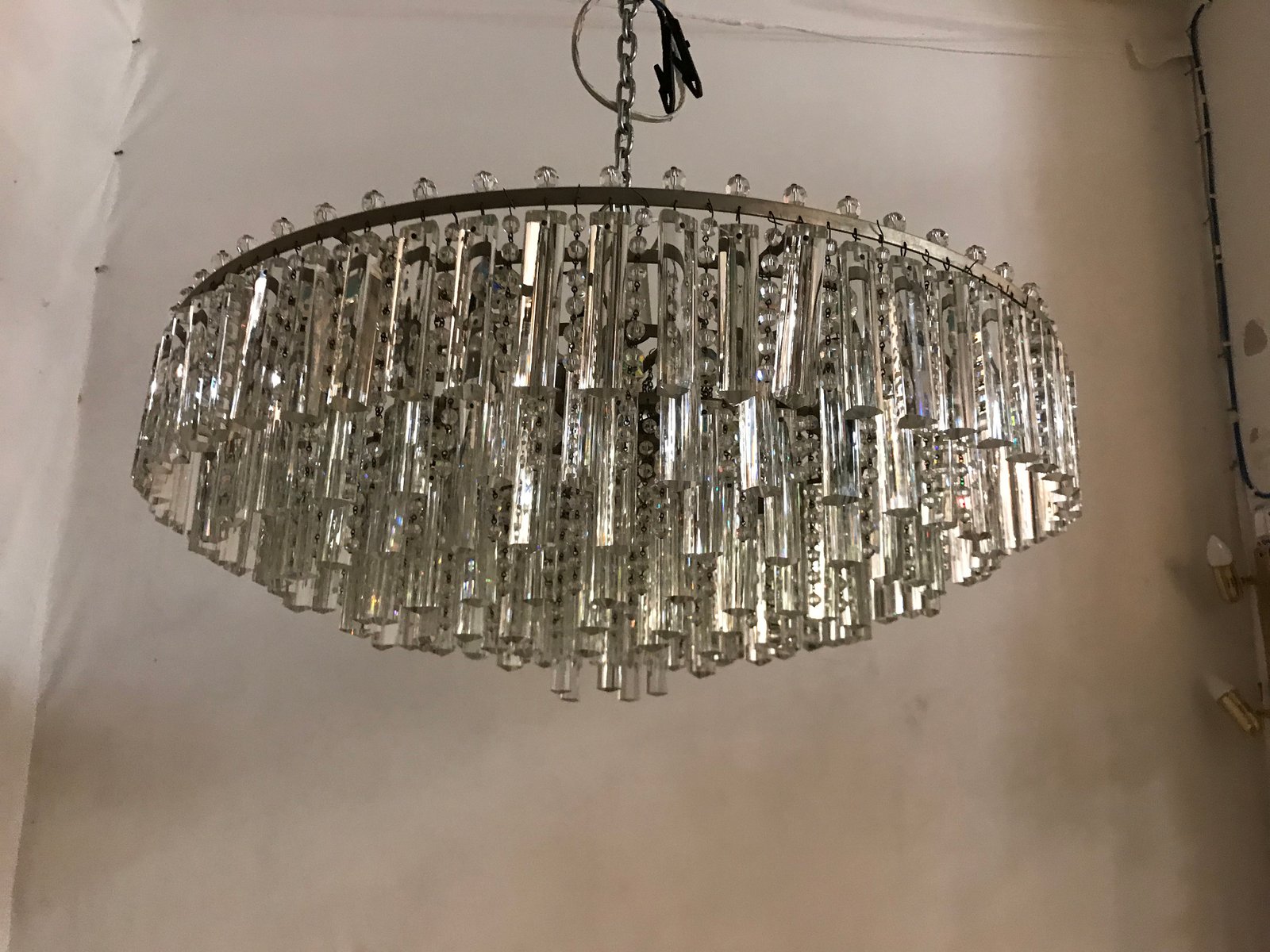 Großer Prismenförmiger Kronleuchter Aus Kristallglas 1960er