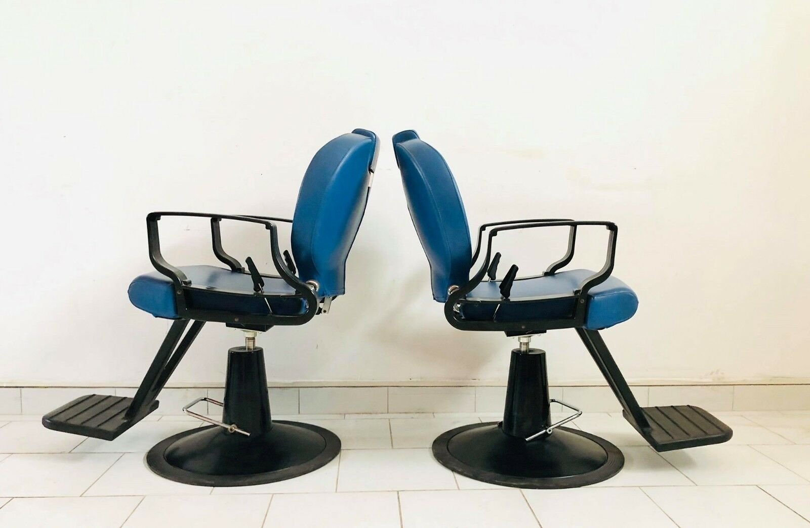 Vintage Blue Barber Chair, 1980s for sale at Pamono