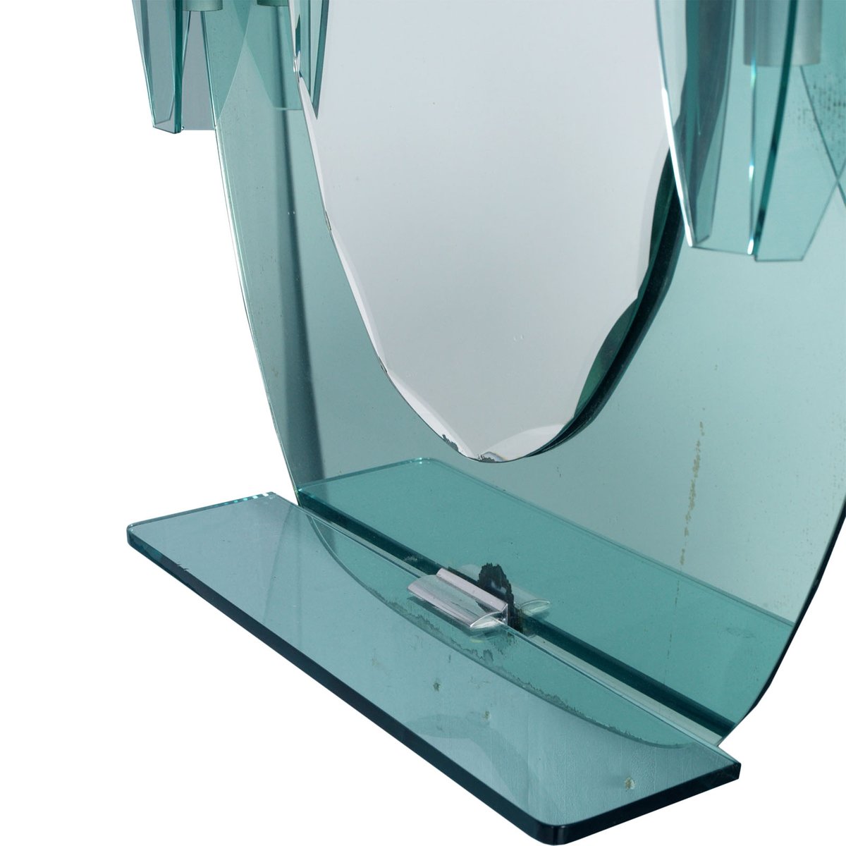 MidCentury Wall Mirror with Lights & Shelf by from Fontana Arte, 1960s