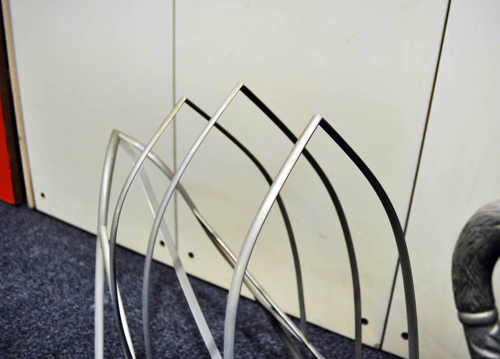 Italian NickelPlated Brass Magazine Rack, 1970s for sale at Pamono