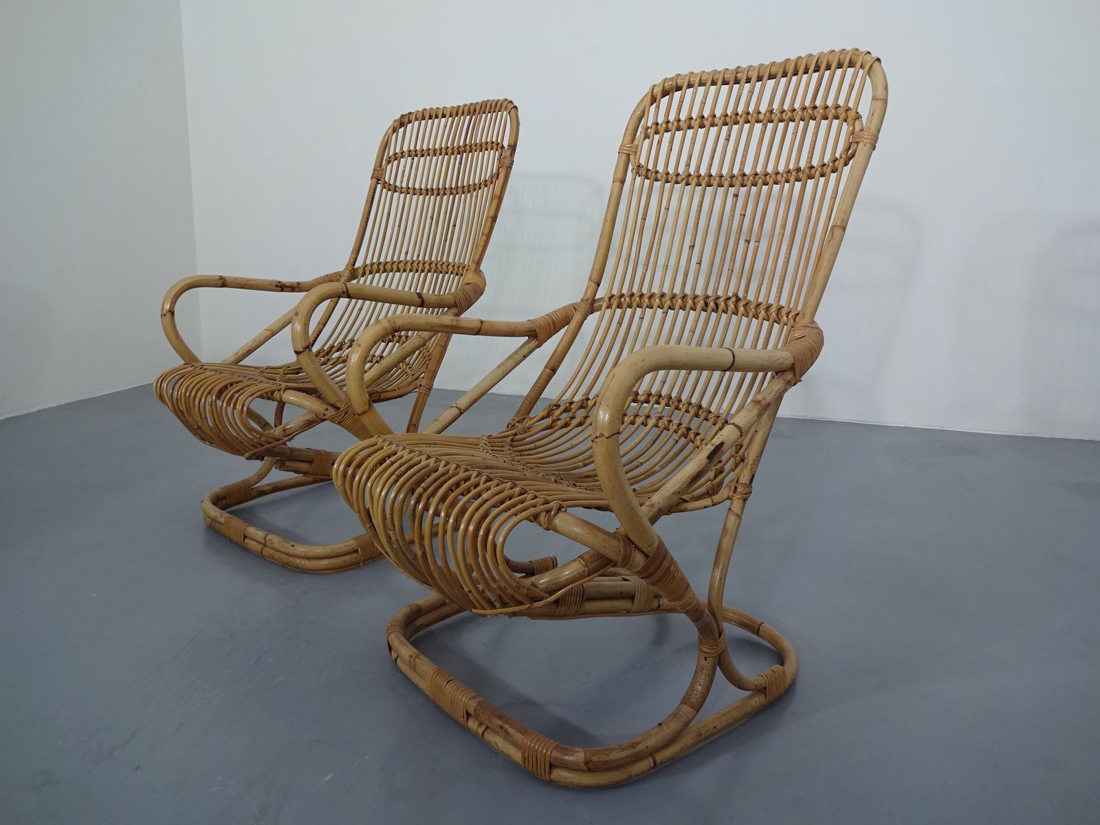 Sessel aus Bambus von Tito Agnoli für Pierantonio Bonacina, 1950er, 2er
