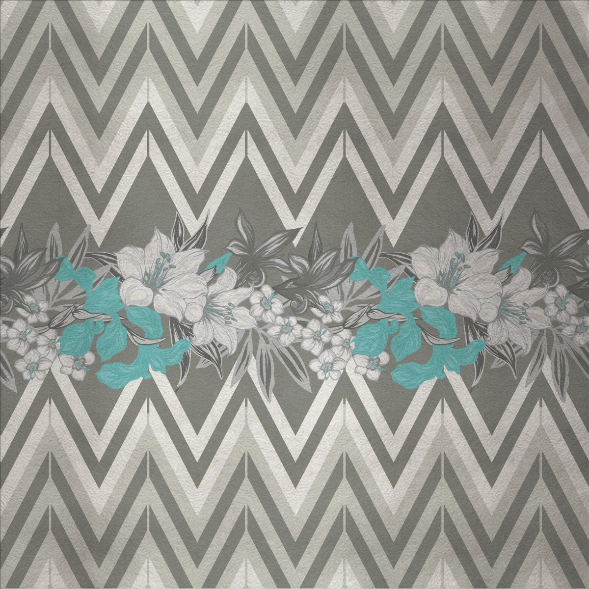 Flowers and Chevron Pattern 5 Fabric Wall Covering by ...