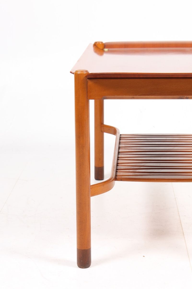 Low Swedish Mahogany & Brass Coffee Table by David Rosén for Nordiska