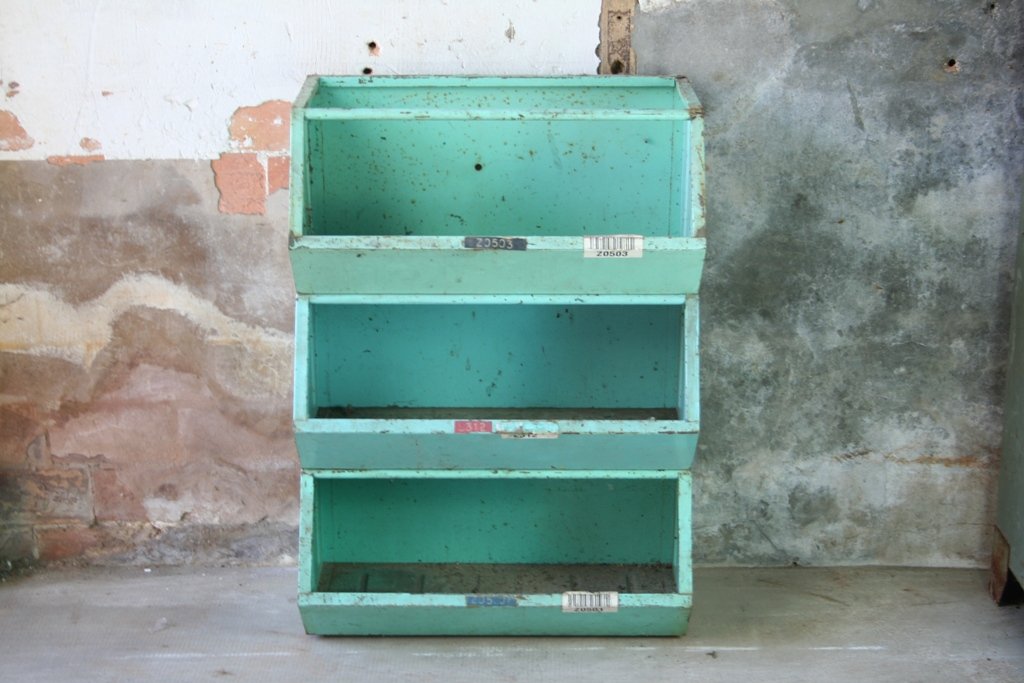 Stapelbare Vintage Lagerbehälter aus Metall, 3er Set bei Pamono kaufen