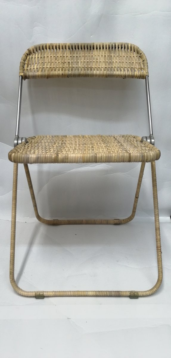 Vintage Klappstuhl mit Sitz aus Rattan von Giancarlo Piretti für