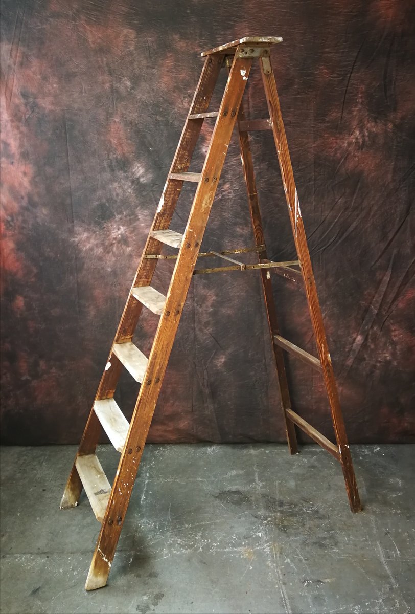 Escalera de pintor plegable de madera, años 60 en venta en Pamono