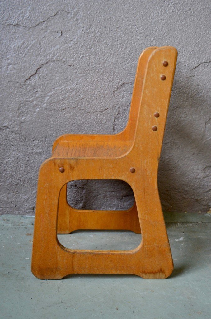 Chaise Enfant Vintage Suède 1950s Bois Pliante Compacte