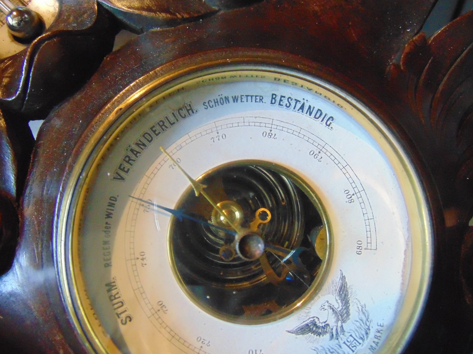 Antique Wooden Barometer & Thermometer for sale at Pamono