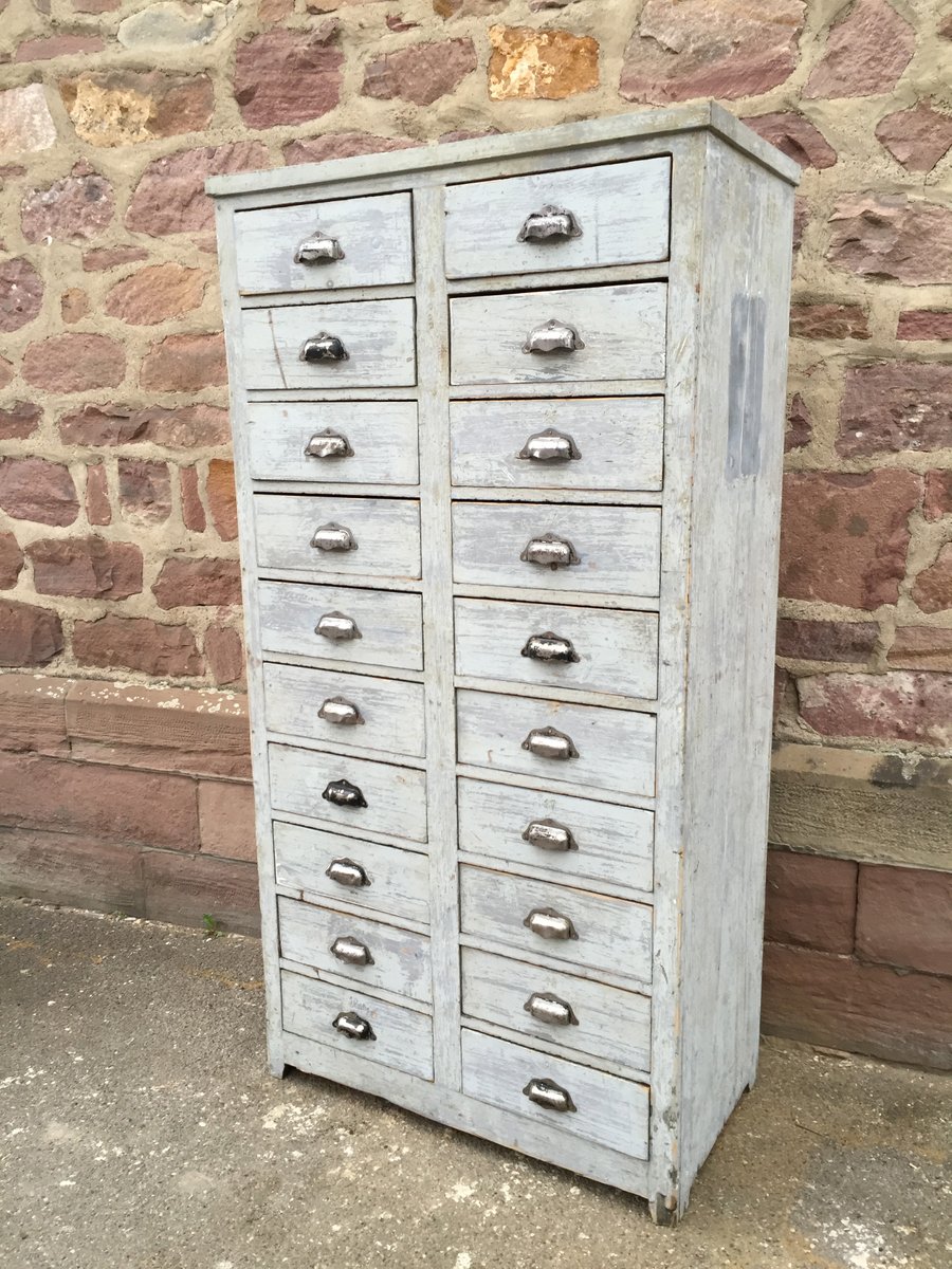 Industrial Wooden Filing with 20 Drawers, 1930s for sale at Pamono