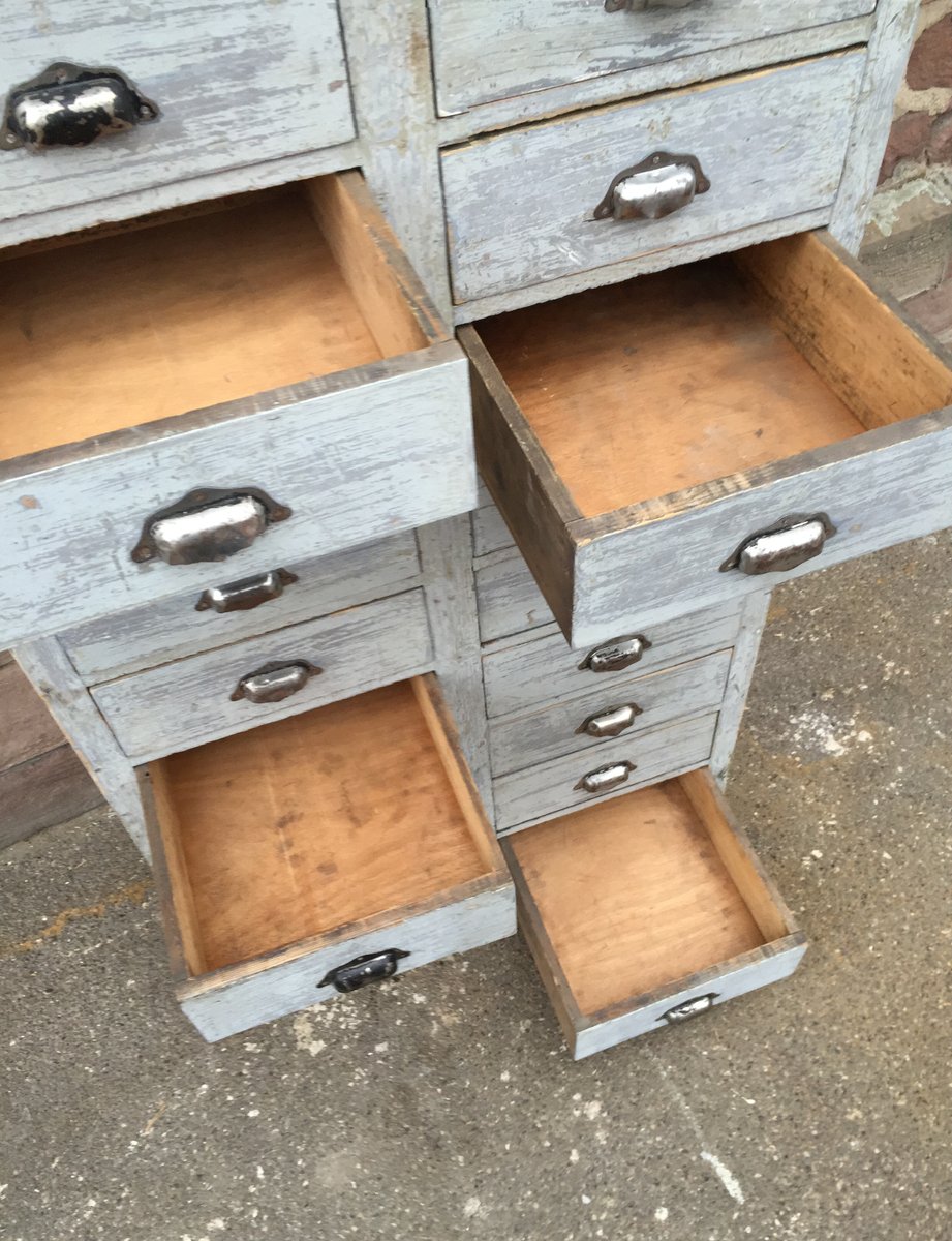 Industrial Wooden Filing with 20 Drawers, 1930s for sale at Pamono