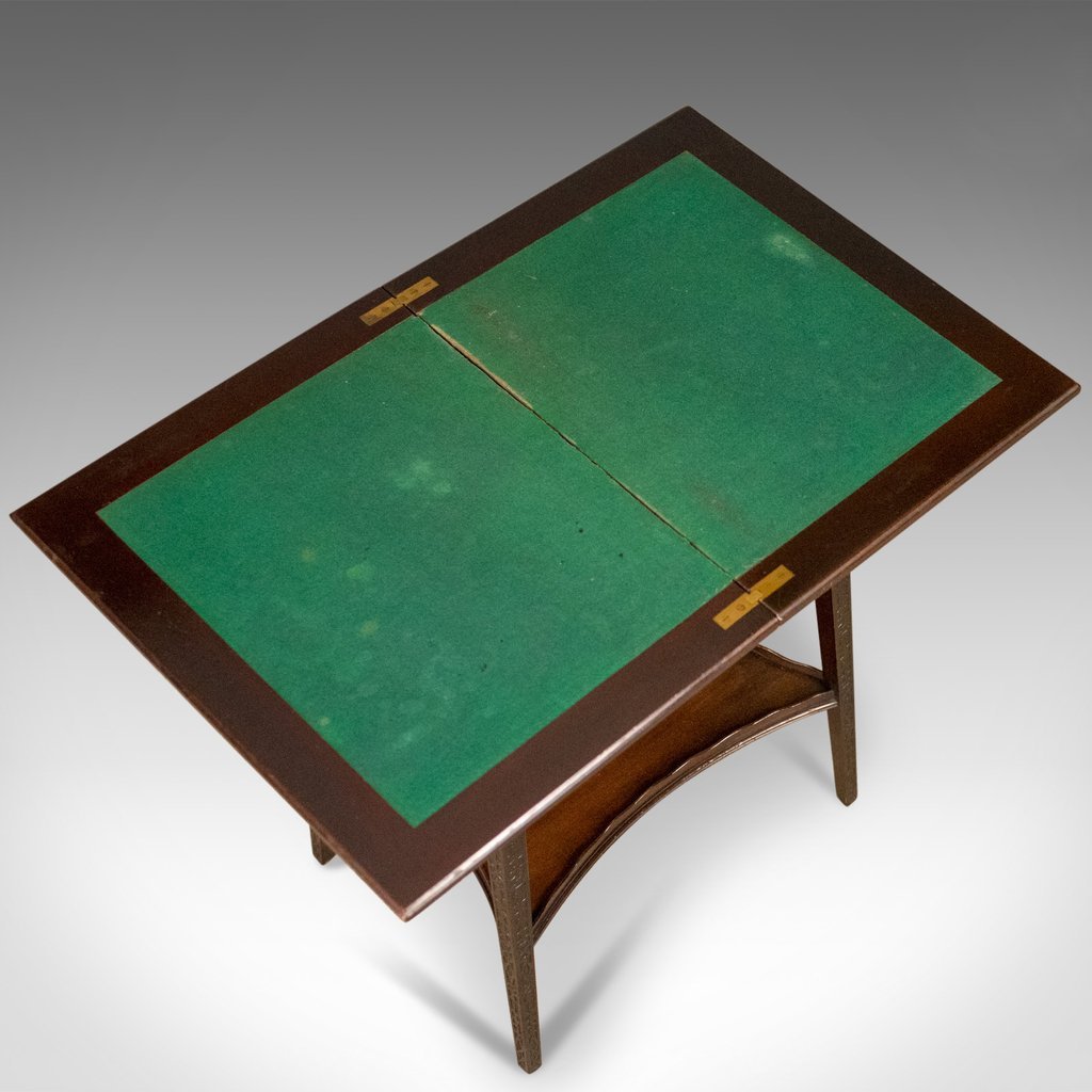 Antique English FoldOver Game Table from Edwards & Roberts, 1880s for