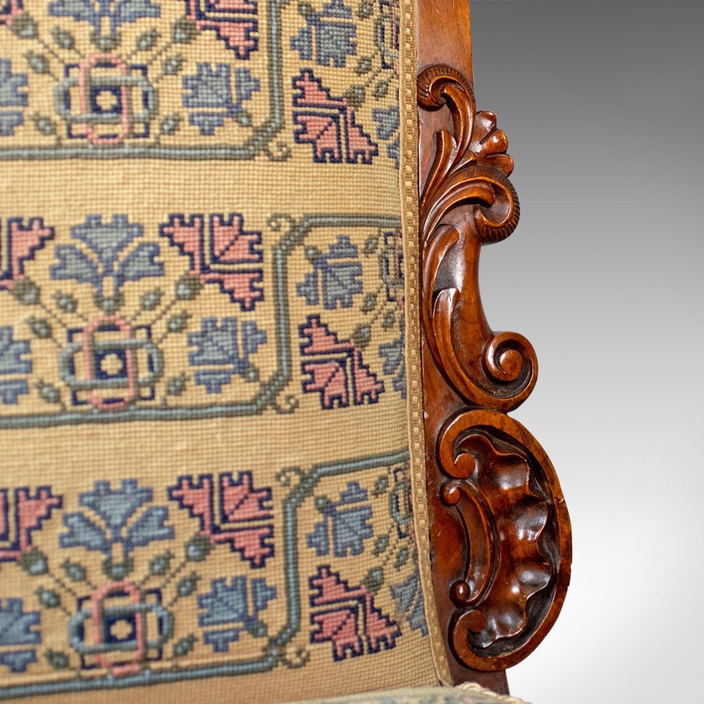 Antique Walnut & Needlepoint Prie Dieu Chair, 1840s for sale at Pamono