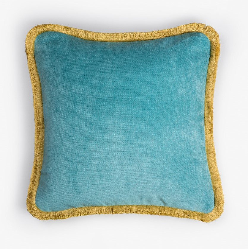 Happy Pillow in Light Blue and Yellow from Lo Decor for sale at Pamono
