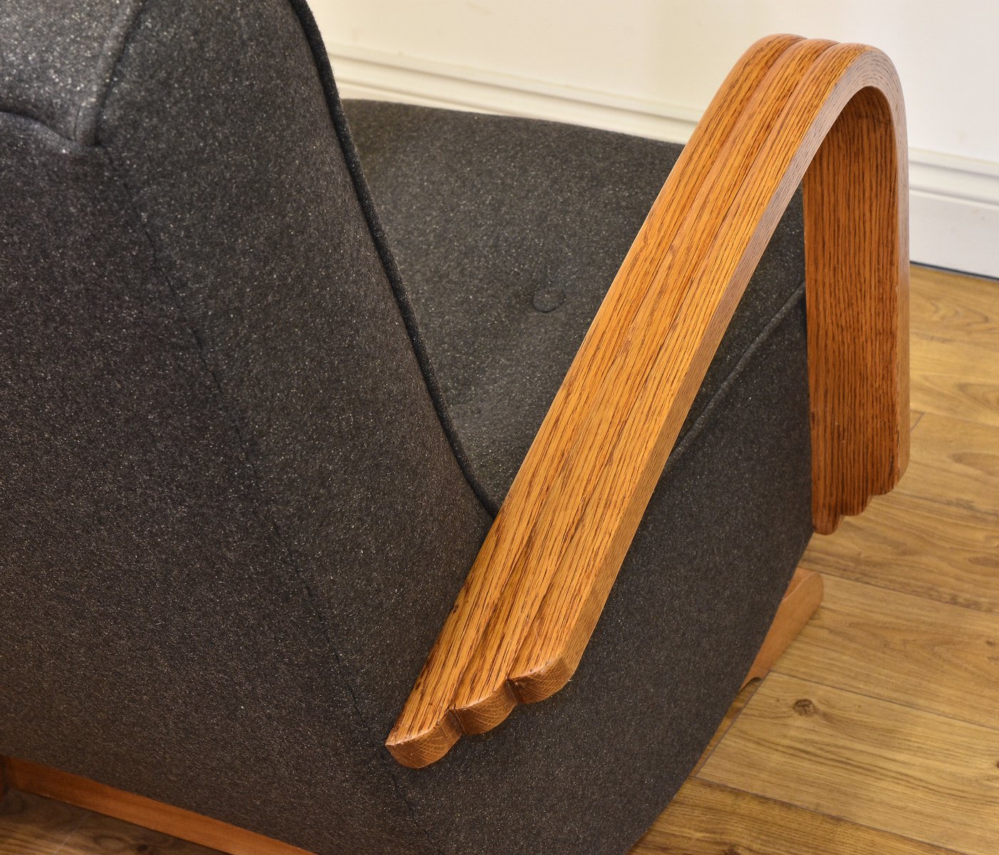 Art Deco Oak Wool Rocking Chair From Seng 1930s For Sale At Pamono