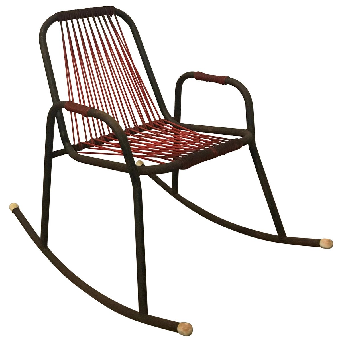 Schaukelstuhl aus Metall, Kunststoff & Seil, 1960er bei Pamono kaufen