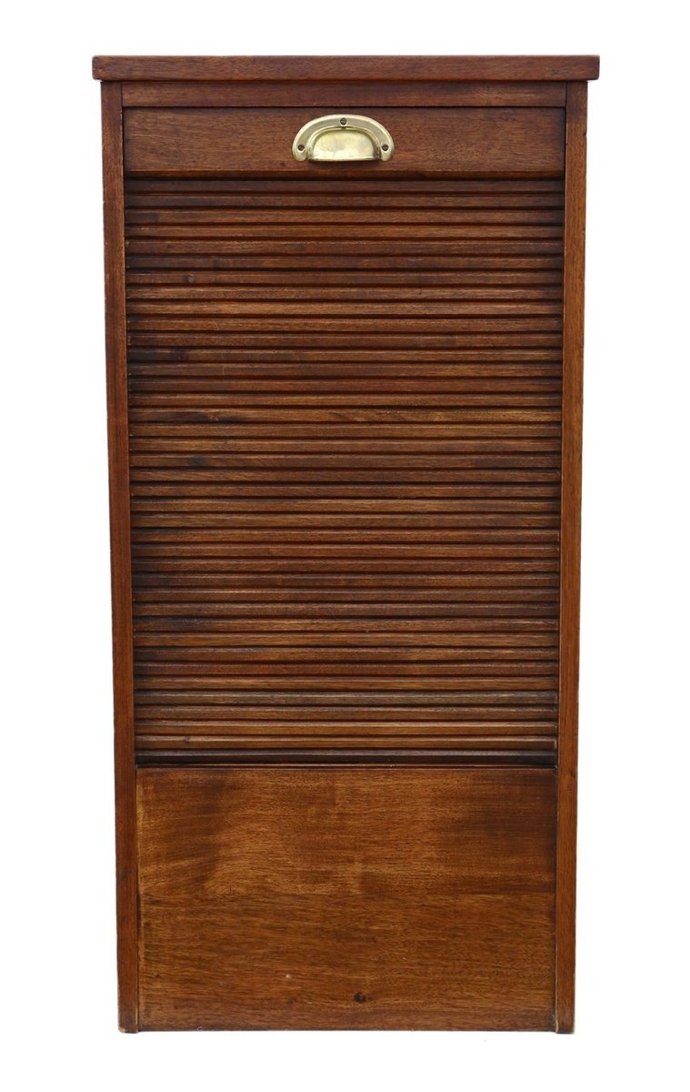 Antiker Aktenschrank aus Mahagoni mit Rolltür, 1910er bei Pamono kaufen
