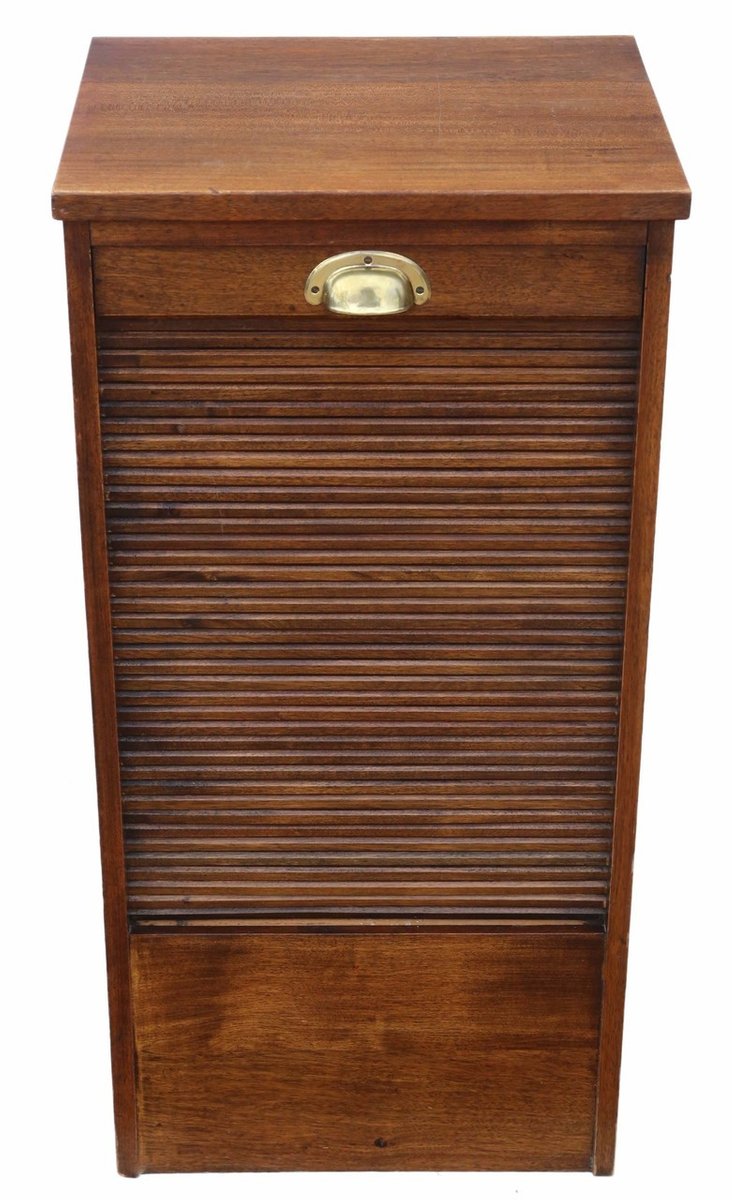 Antiker Aktenschrank aus Mahagoni mit Rolltür, 1910er bei Pamono kaufen