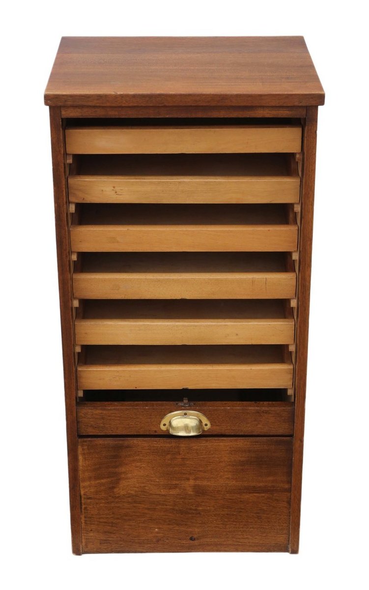 Antiker Aktenschrank aus Mahagoni mit Rolltür, 1910er bei Pamono kaufen