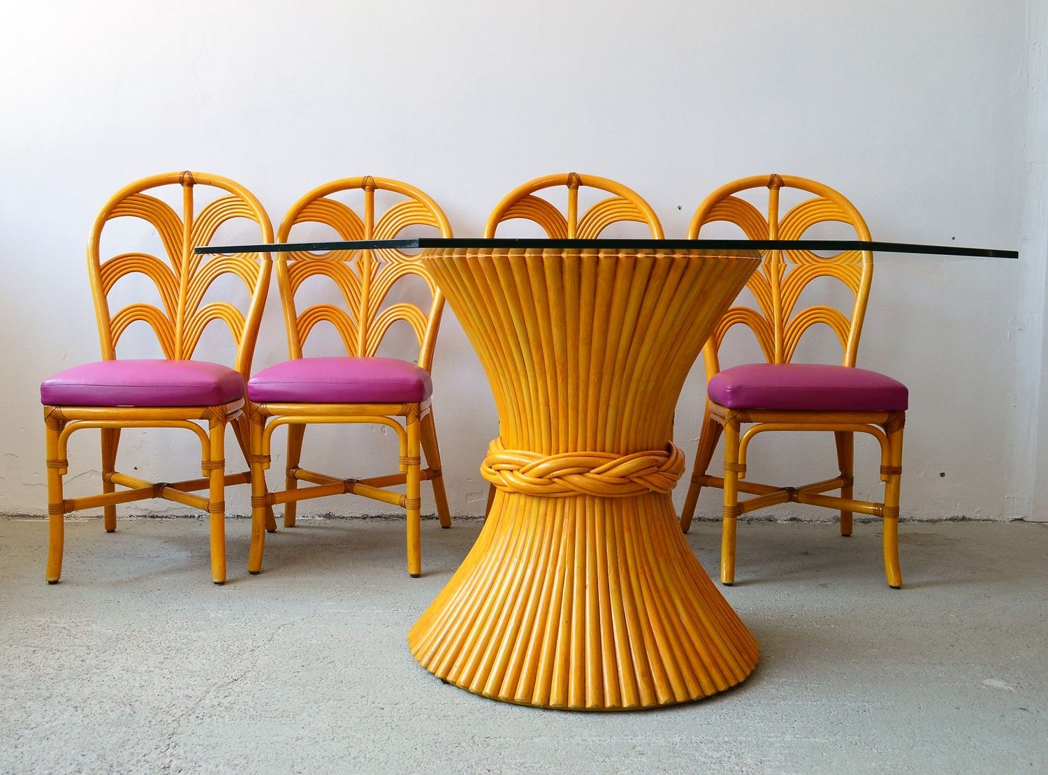 Set aus Tisch mit vier Stühlen mit Gestell aus Bambus von McGuire