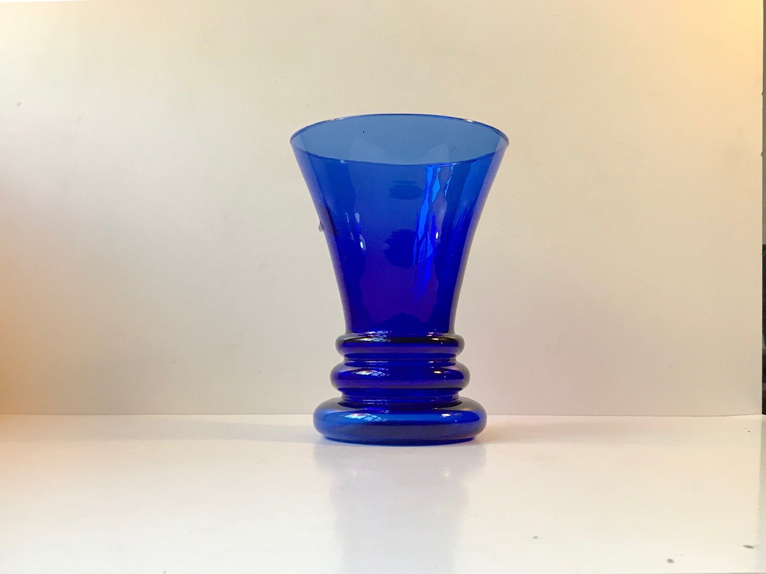 Vintage Cobalt Blue Glass Vase by Michael E. Bang for Holmegaard, 1980s