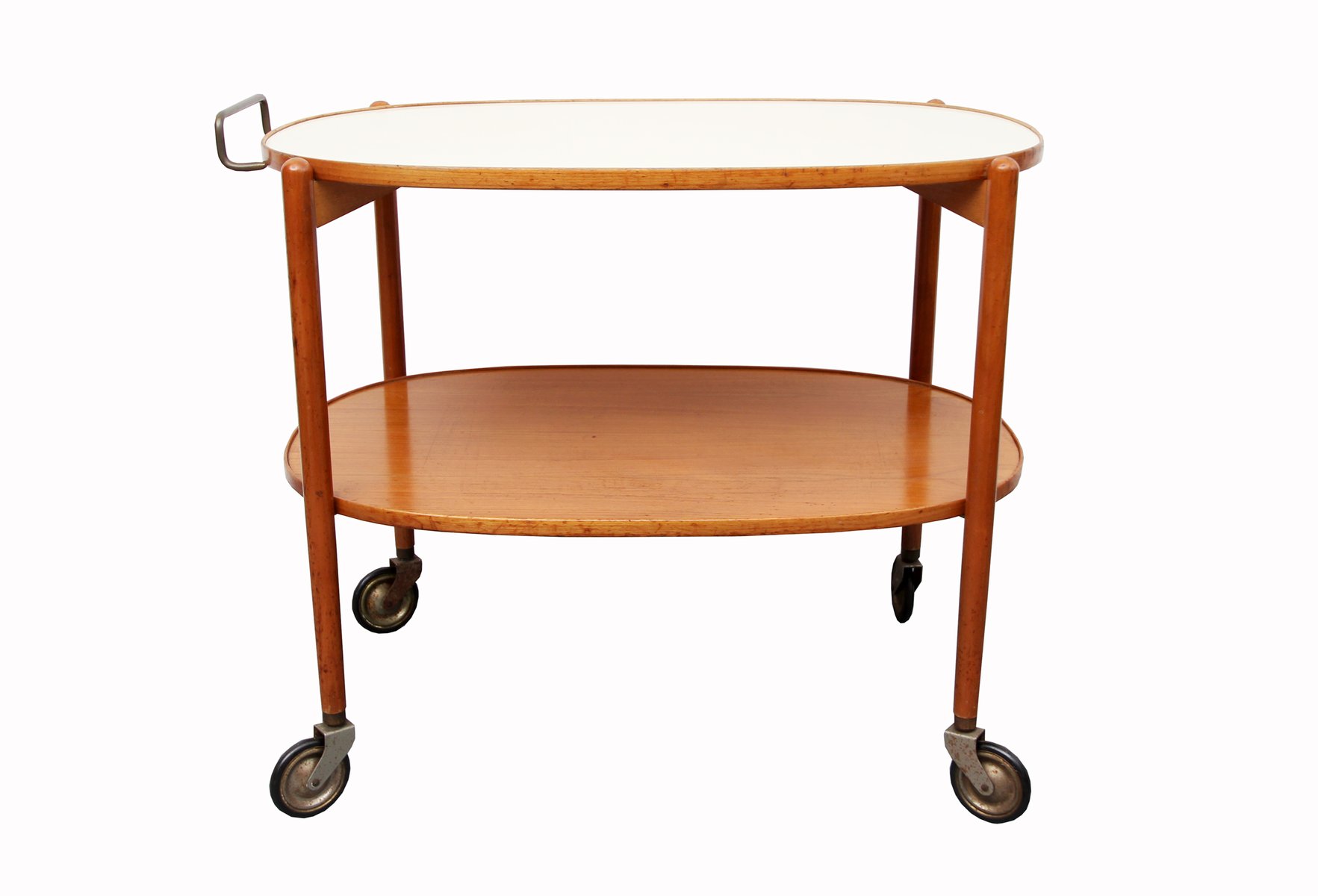 Mid-Century Teewagen aus Kirschholz & Resopal bei Pamono kaufen