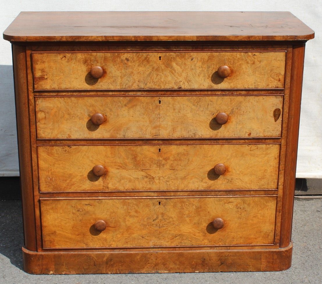 Mahogany Round Corner Chest of 4 Drawers, 1910s en vente sur Pamono