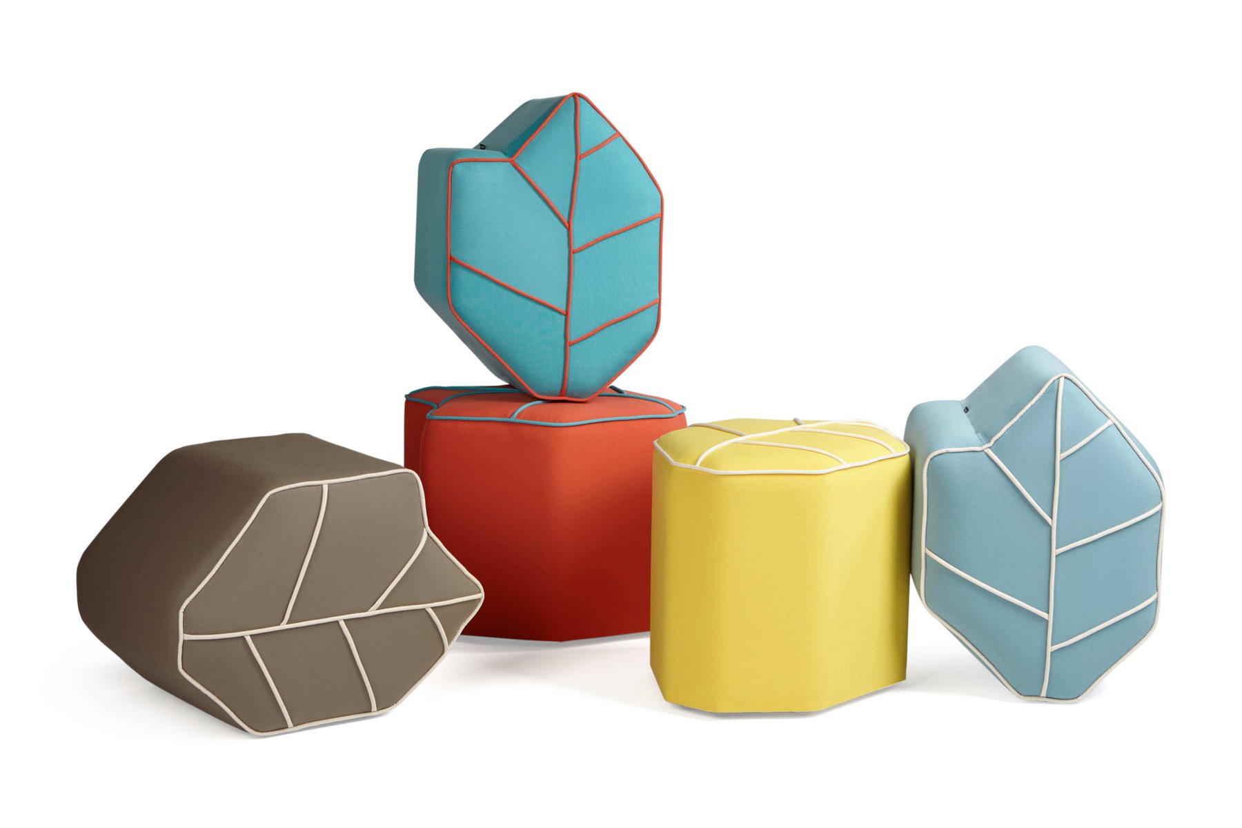 Yellow Outdoor Leaf Seat Pouf by Nicolette de Waart for Design by Nico