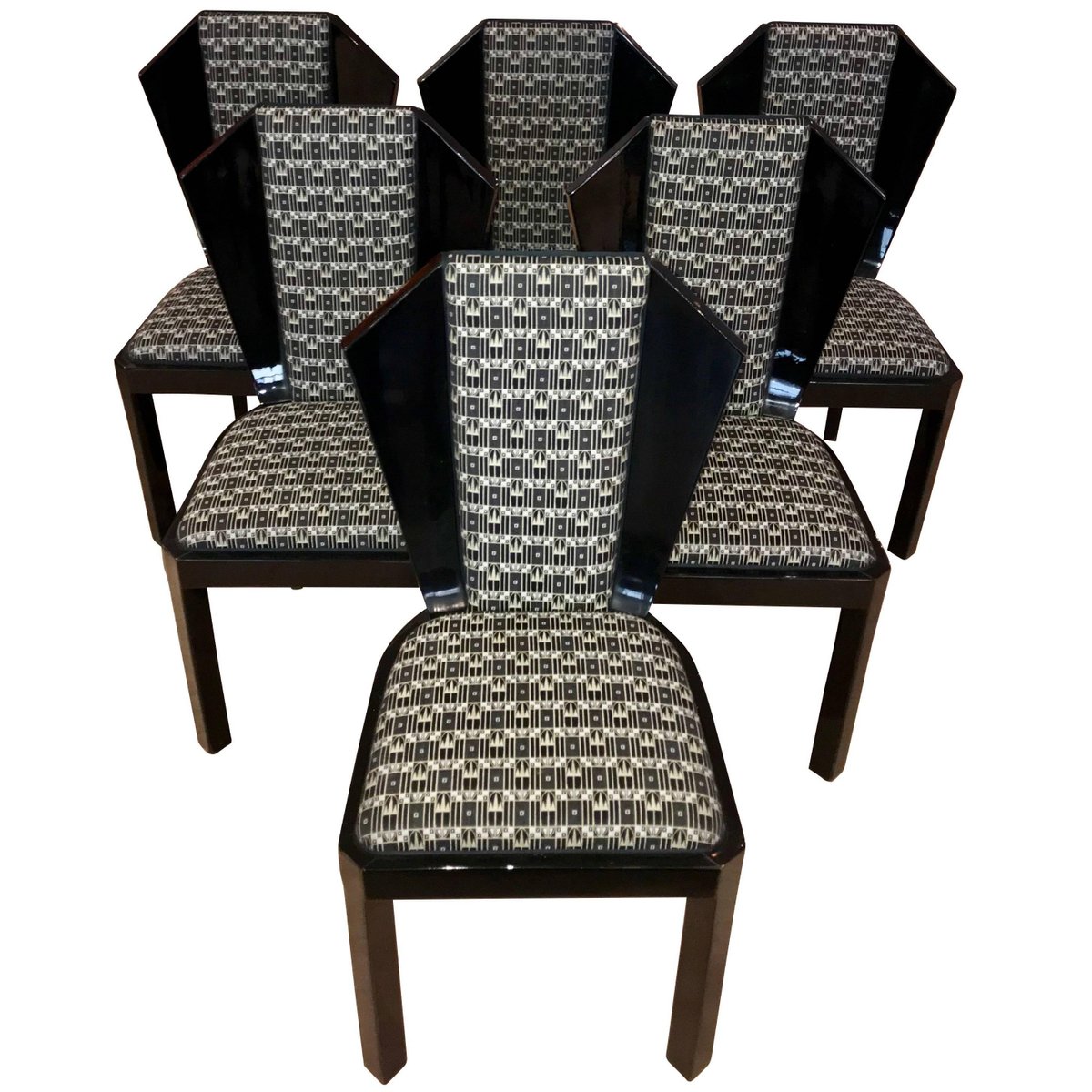 Art Deco Dining Room Chairs, 1930s, Set of 6 for sale at