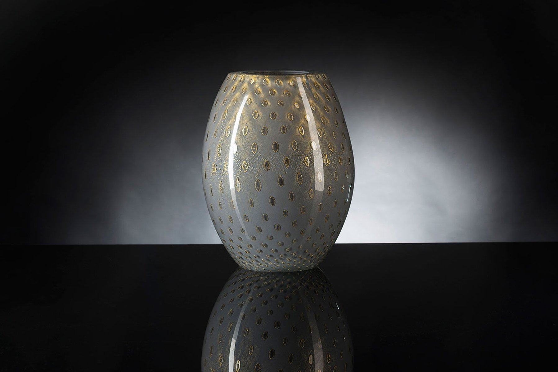 Vase Ovale en Verre de Murano Doré et Gris Clair par Marco Segantin