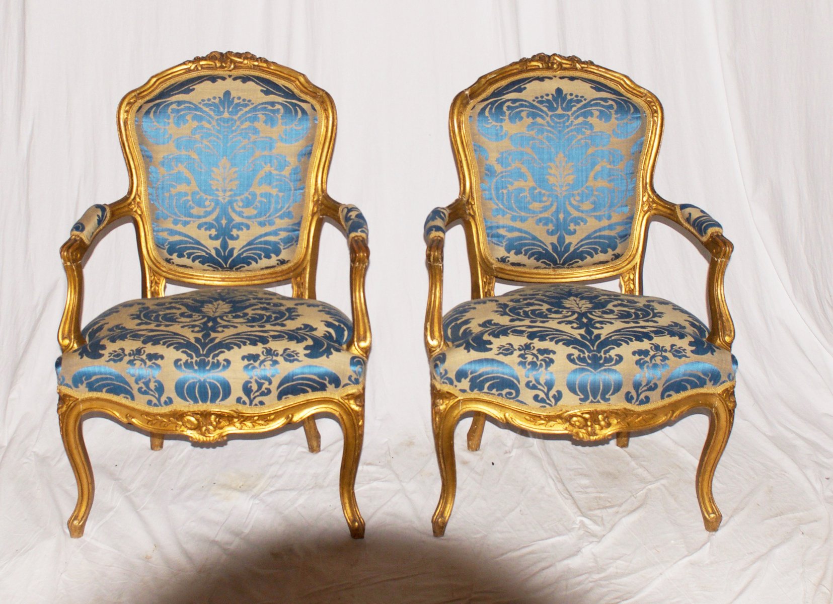 Antique Rococo Style Gilt Armchairs, Set of 2 for sale at Pamono