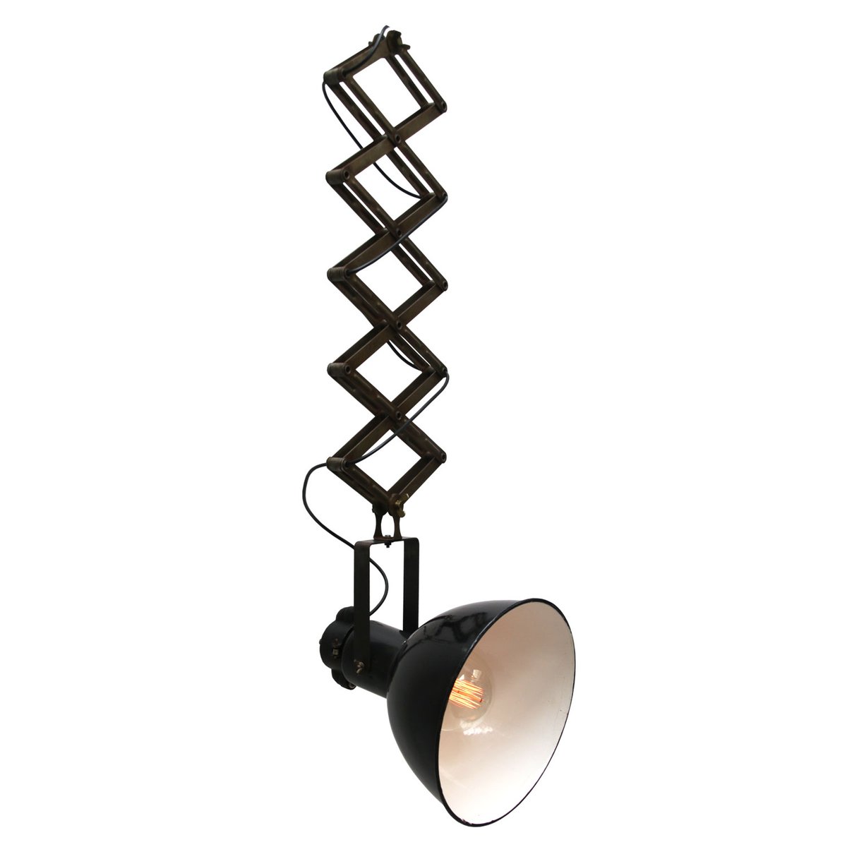Vintage Industrial Scissor Light with Black Enamel, 1950s for sale at ...