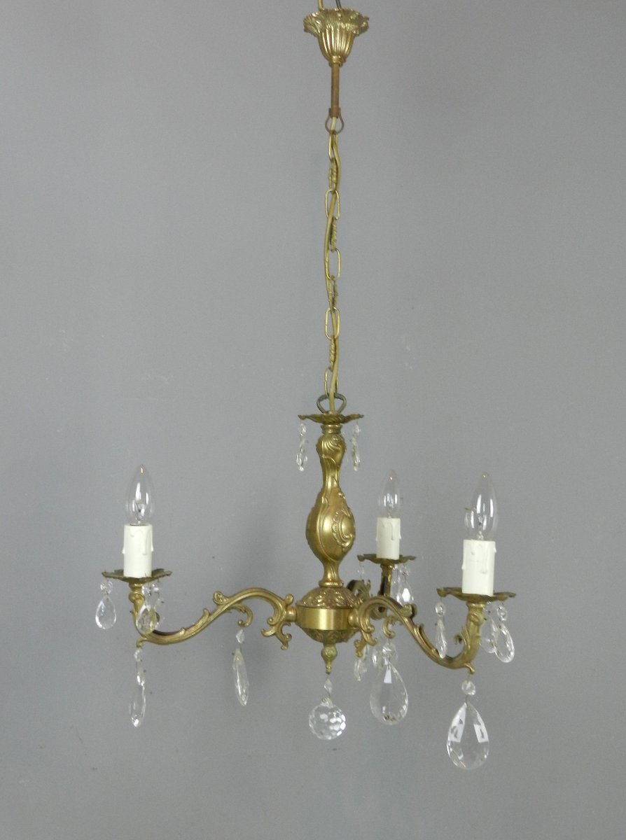 French Chandelier & Matching Wall Sconce Set, 1950s for sale at Pamono