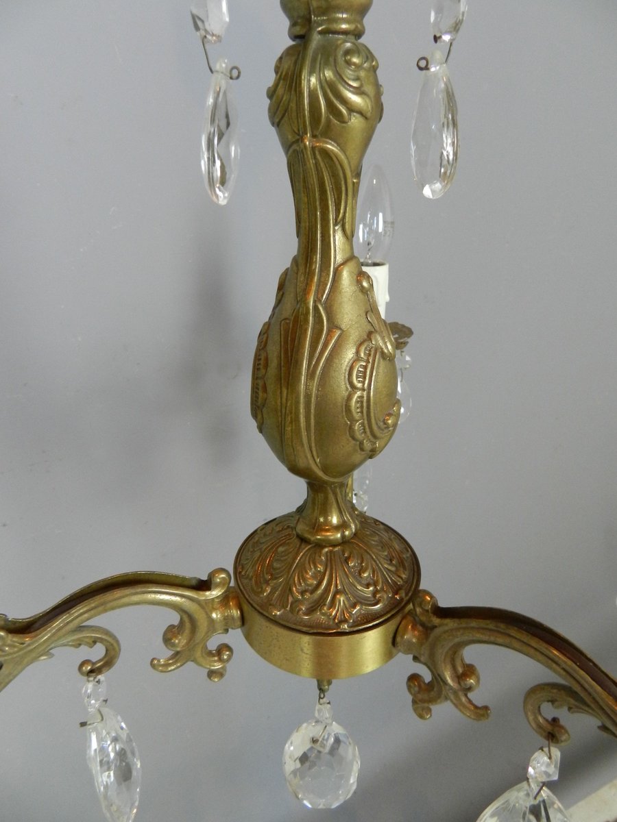 French Chandelier & Matching Wall Sconce Set, 1950s for sale at Pamono