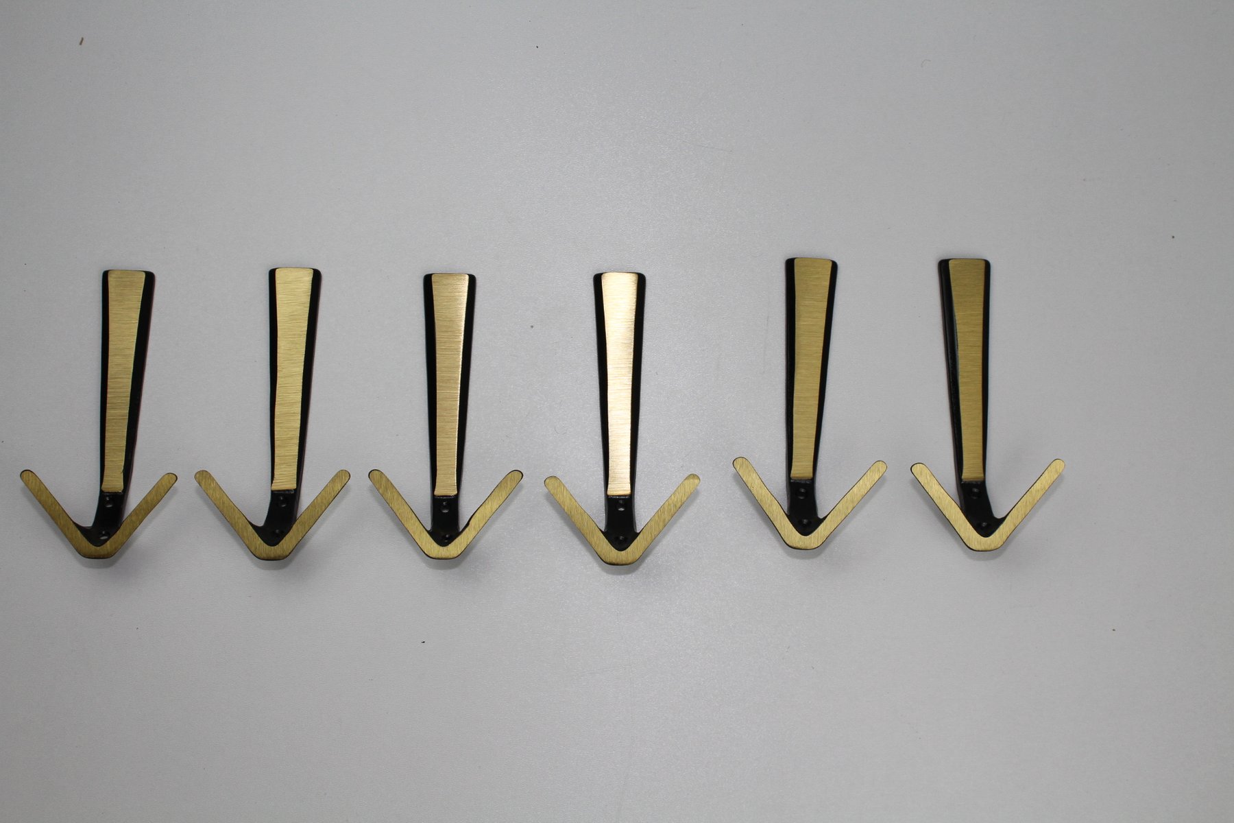MidCentury Brass Hooks, Set of 6 for sale at Pamono