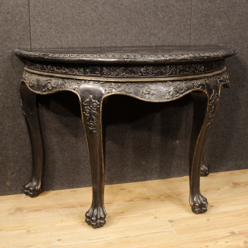 Dutch Lacquered Wood Half Moon Console Table 1950s For Sale At Pamono