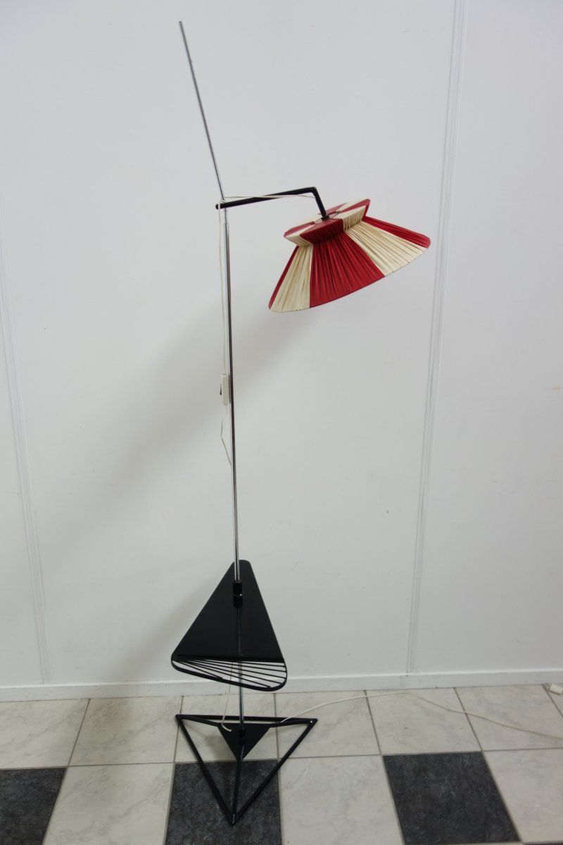 Stehlampe Aus Metall In Schwarz Rot Weiß 1950er