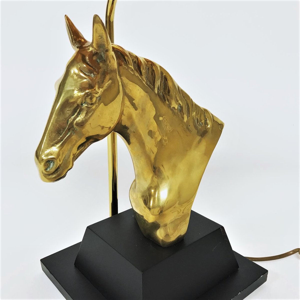 Vintage Brass Horse Head Table Lamp, 1970s for sale at Pamono