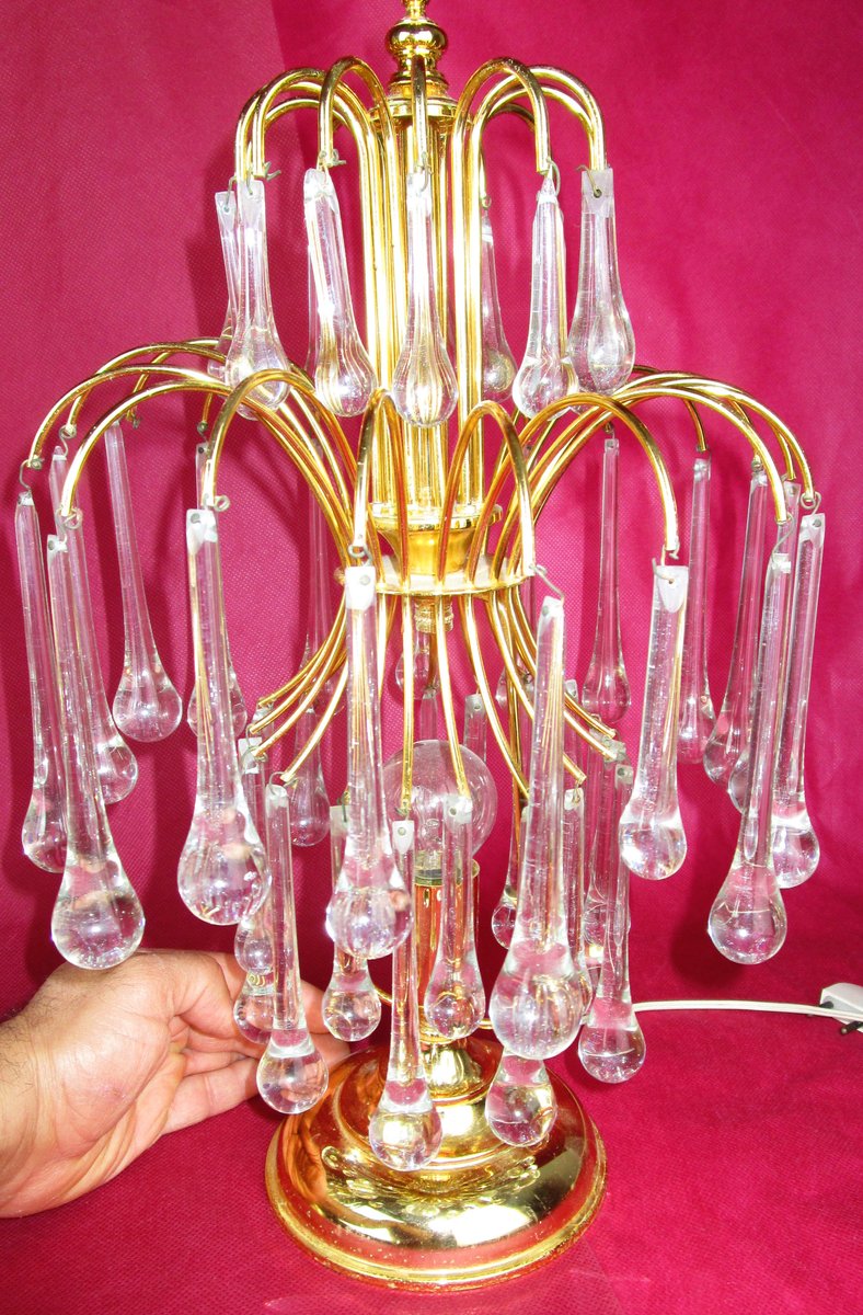 Lampade da tavolo in vetro di Murano e in metallo cromato ...