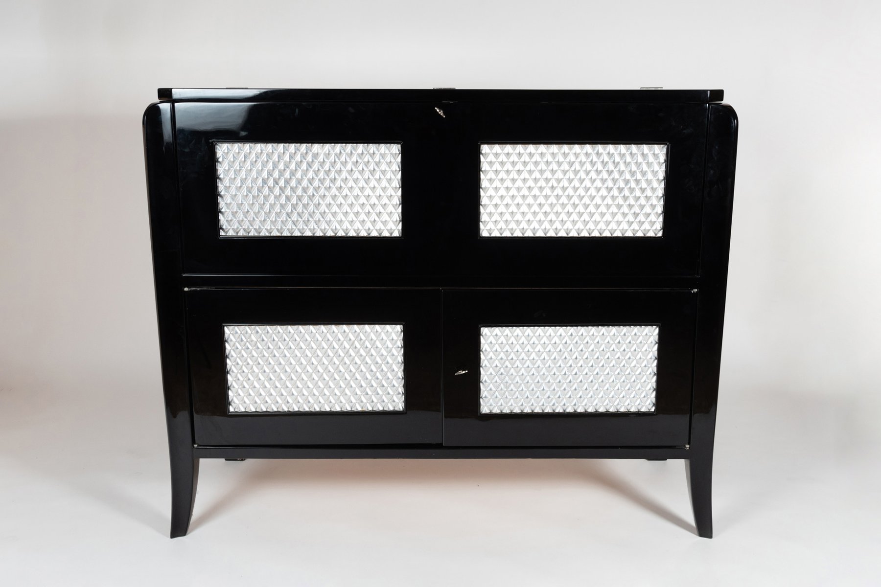 black bar cabinet with silver inlays by jean pascaud 1930s CXC-449334