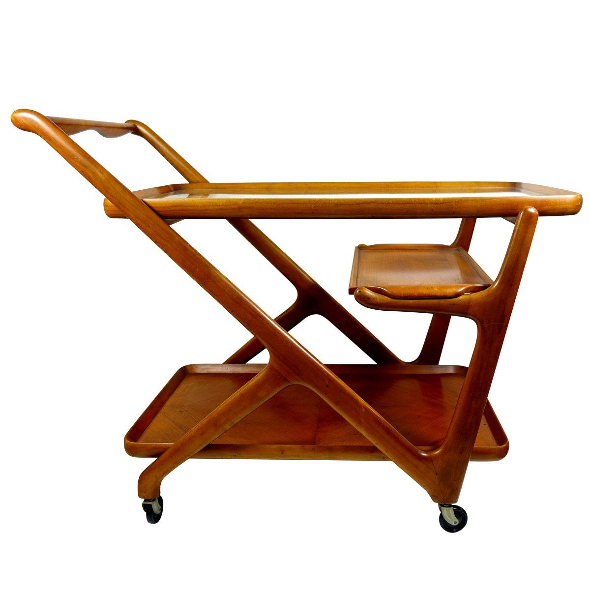 MidCentury Wooden Tea Trolley by Cesare Lacca for Cassina, 1950s for