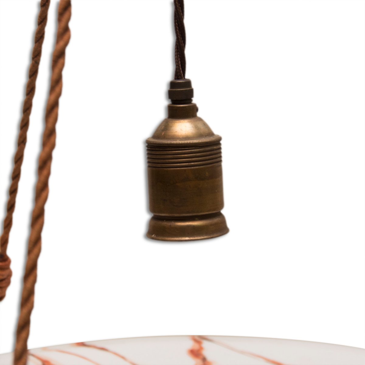 Base per lampadario da soffitto, in stile vintage, in metallo, con catena con anello di aggancio (con messa a terra) Art déco Antique Brass