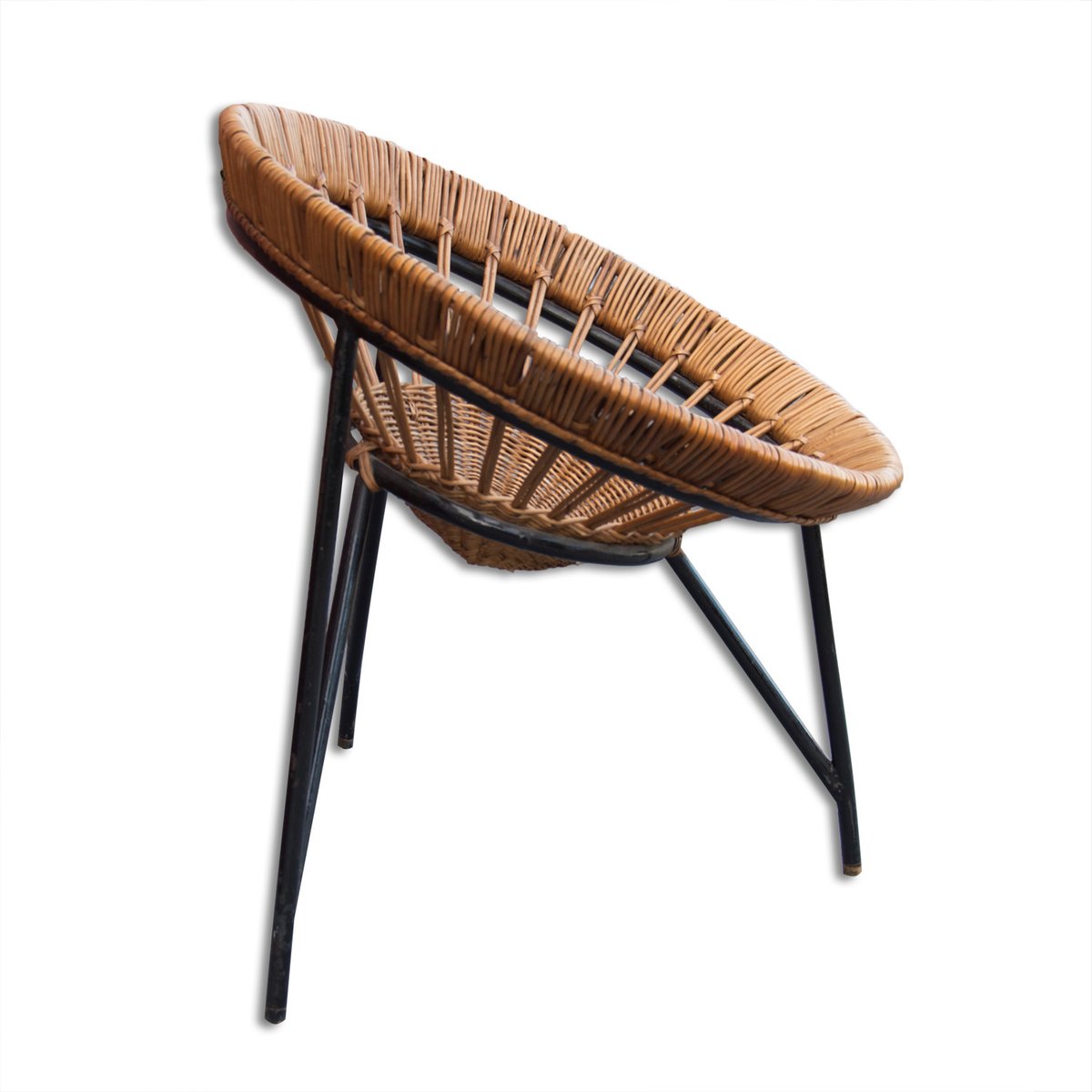 Mid-Century Sessel aus Korbgeflecht bei Pamono kaufen