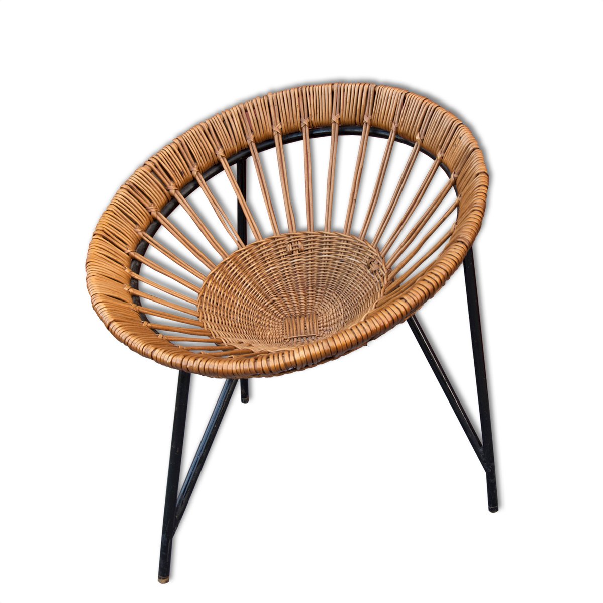 Mid-Century Sessel aus Korbgeflecht bei Pamono kaufen