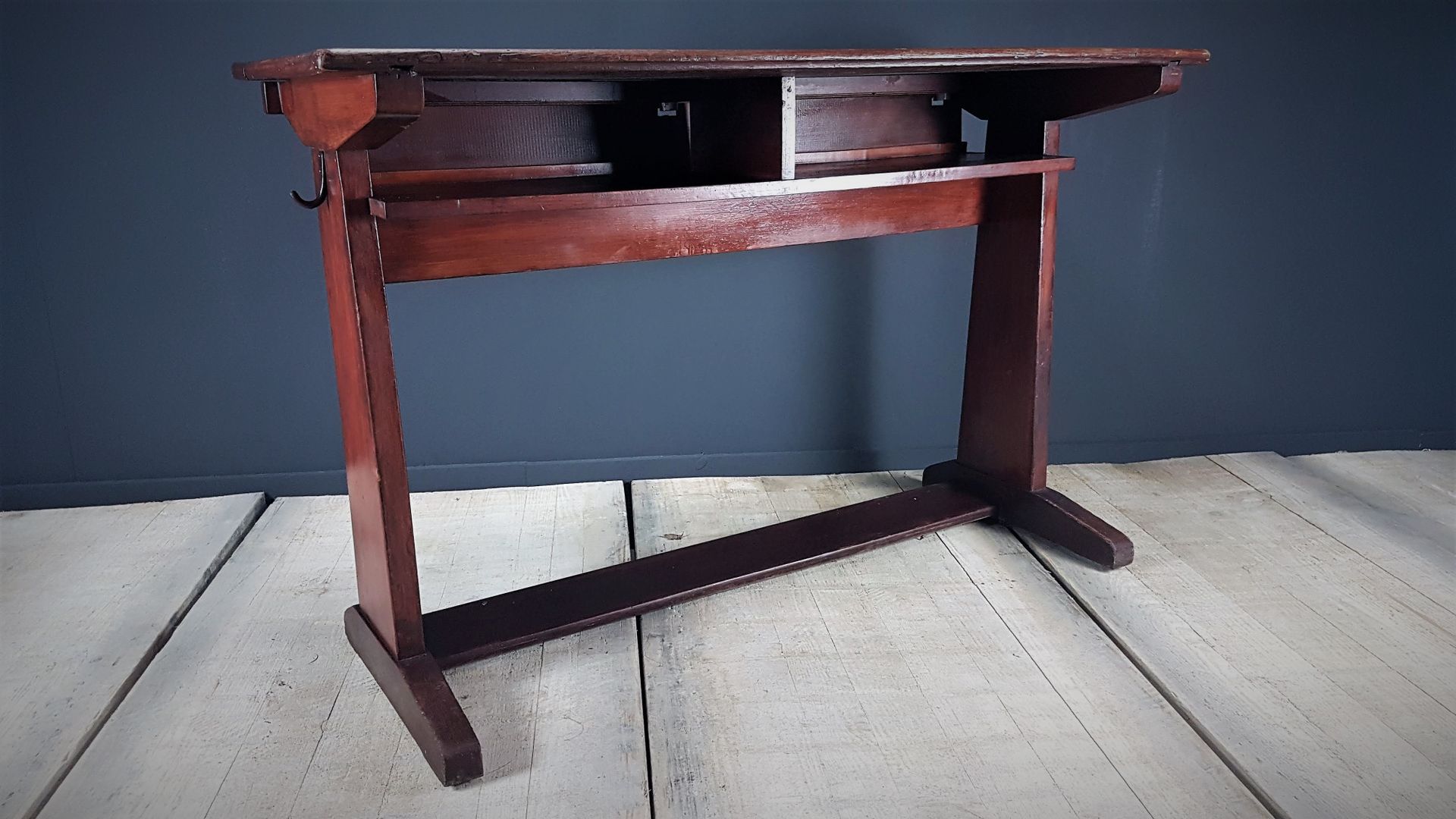 French School Desk With Porcelain Inkwell 1930s For Sale At Pamono