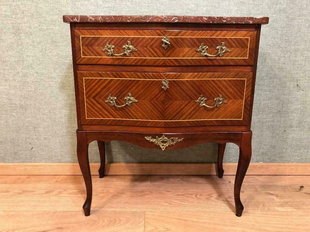 Mid Century Brass And Wood Dresser With Marble Top 1960s For Sale