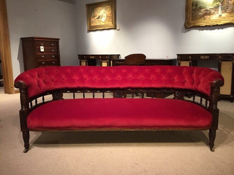 Antique Victorian Rosewood And Velvet Sofa By Bruce Talbert Antique Victorian Rosewood And Velvet Sofa By Bruce Talbert