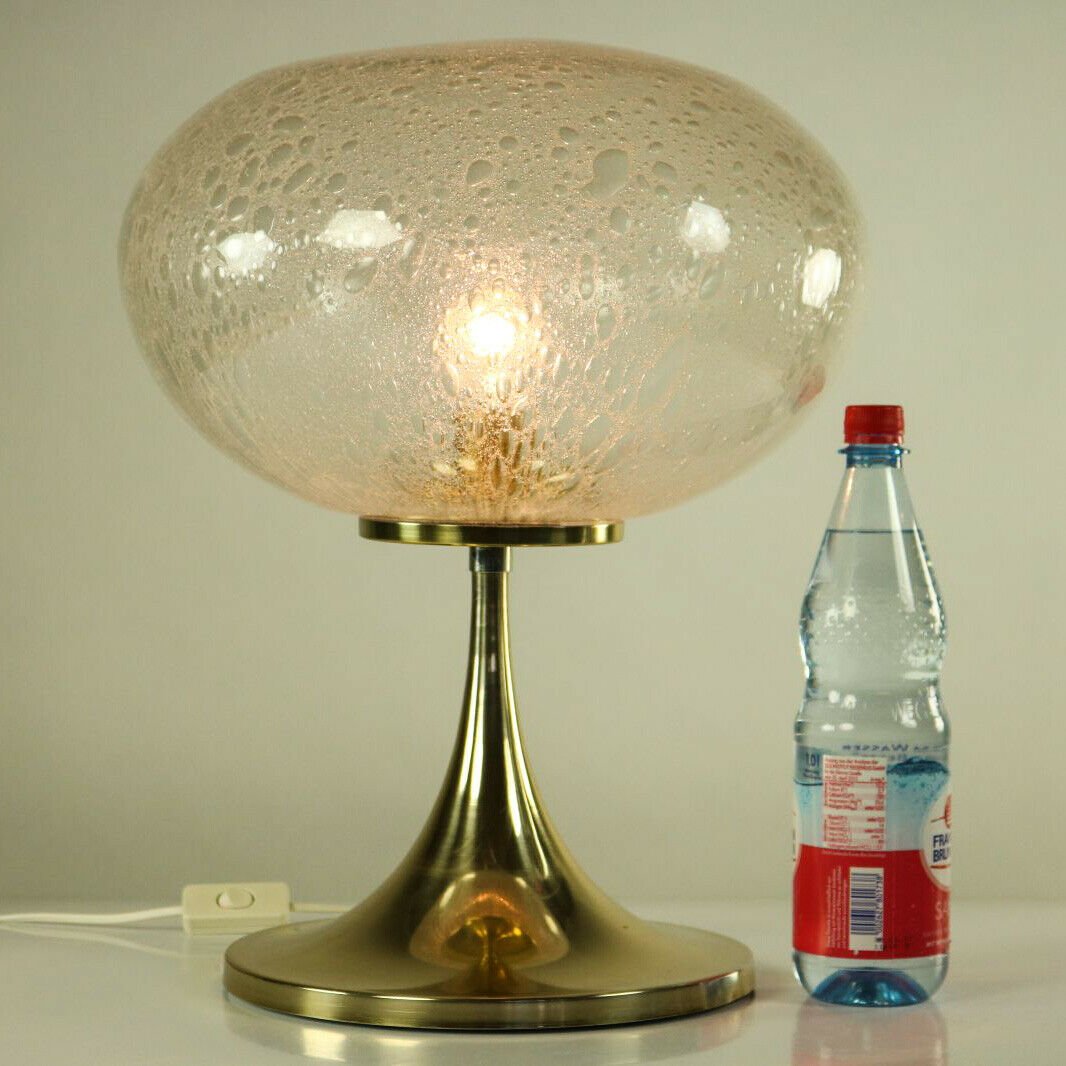 Vintage German Aluminum & MouthBlown Glass Table Lamp on Tulip Base